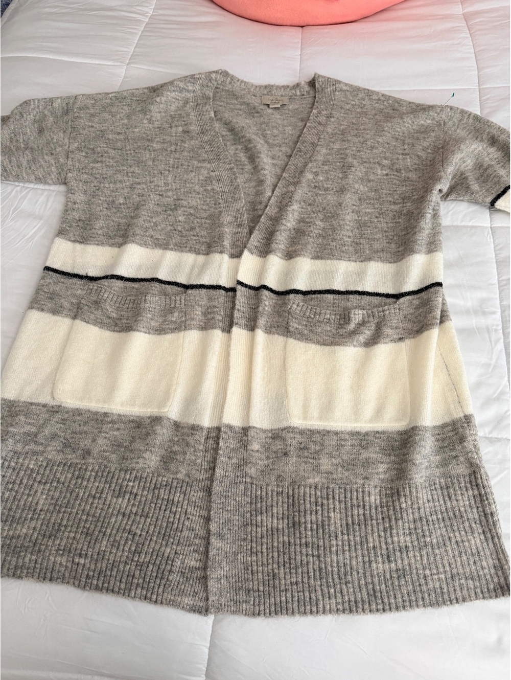 Chase Paige Curvy 2X/2T Open Front Striped Cardigan Sweater